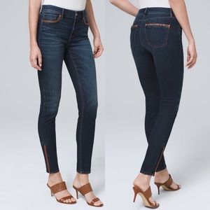 WHBM Faux Leather Trim Skimmer Jeans